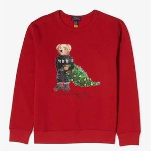 Boys polo Ralph Lauren polo bear Christmas tree sweatshirt
